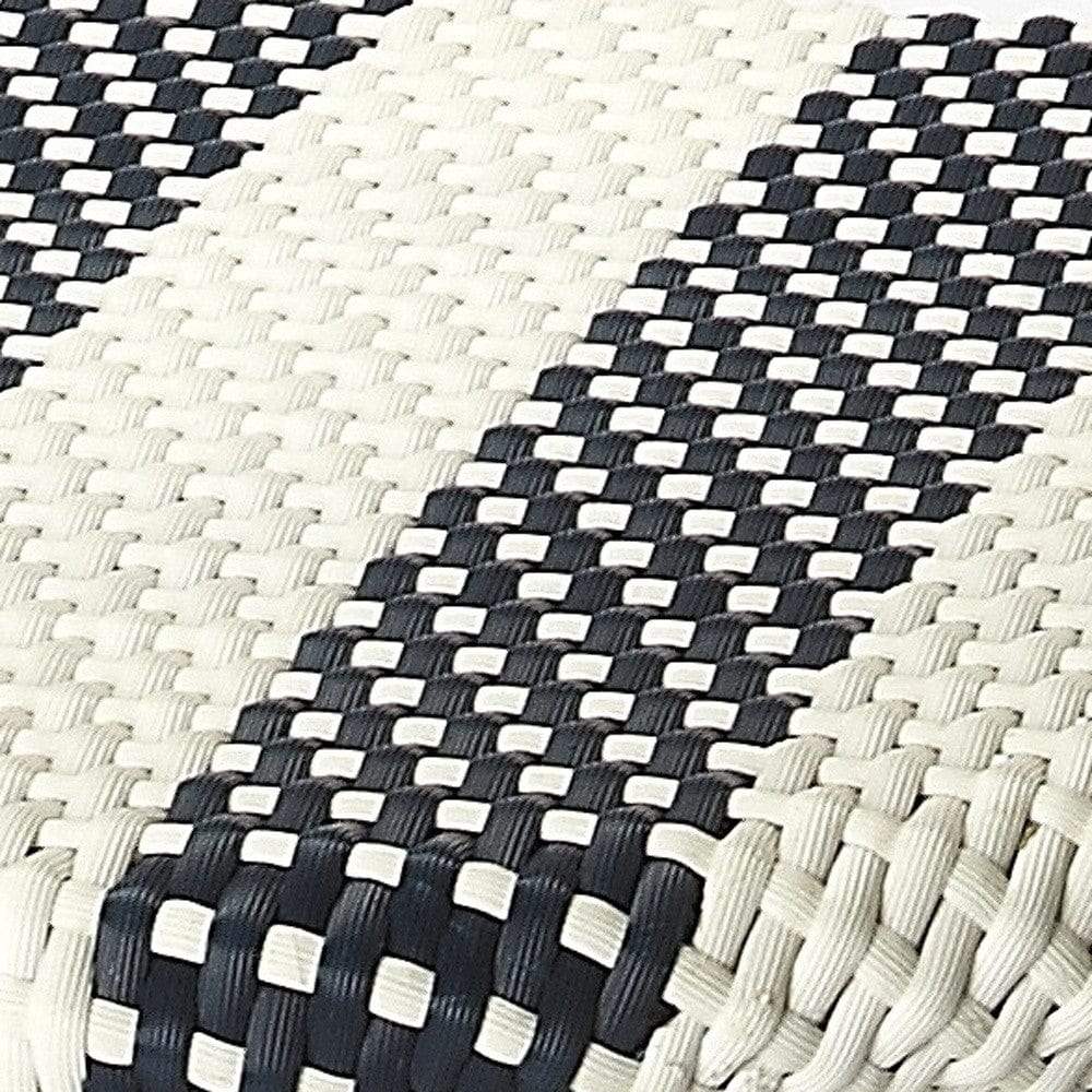 24" Blue White And Natural Rattan Backless Counter Height Bar Chair - Homeroots - Flyclothing LLC
