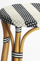 24" Blue White And Natural Rattan Backless Counter Height Bar Chair - Homeroots - Flyclothing LLC
