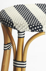 24" Blue White And Natural Rattan Backless Counter Height Bar Chair - Homeroots