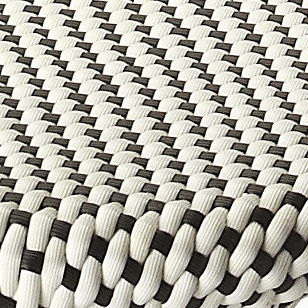 24" Natural Black and White Rattan Backless Counter Height Bar Chair - Homeroots