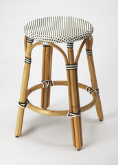 24" Natural Black and White Rattan Backless Counter Height Bar Chair - Homeroots