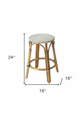 24" Natural Black and White Rattan Backless Counter Height Bar Chair - Homeroots