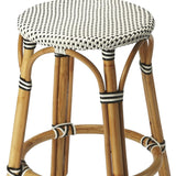 24" Natural Black and White Rattan Backless Counter Height Bar Chair - Homeroots