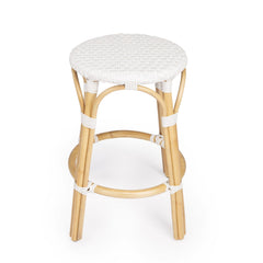 24" White And Natural Rattan Backless Counter Height Bar Chair - Homeroots