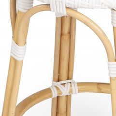 24" White And Natural Rattan Backless Counter Height Bar Chair - Homeroots