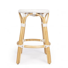 24" White And Natural Rattan Backless Counter Height Bar Chair - Homeroots
