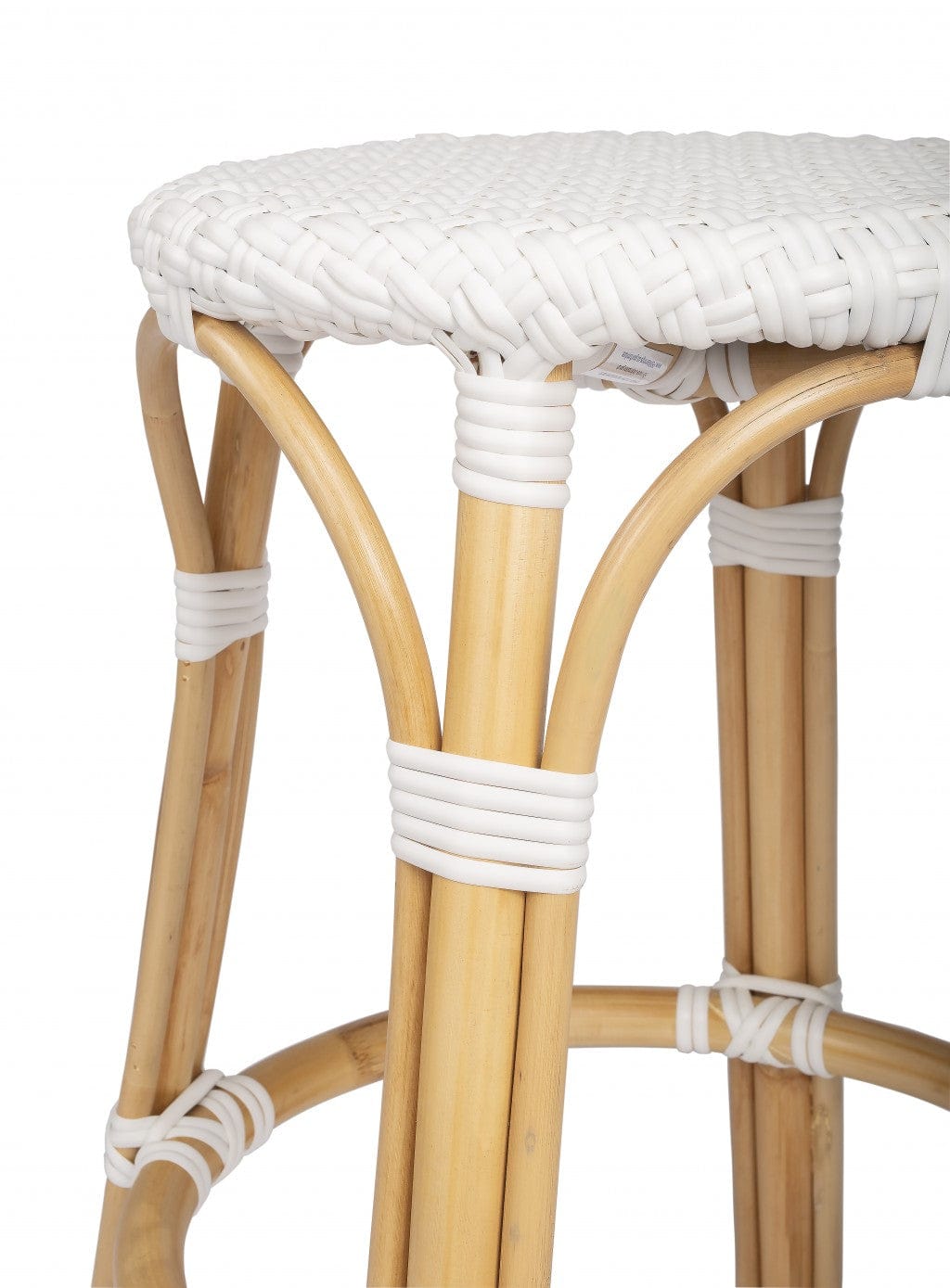 24" White And Natural Rattan Backless Counter Height Bar Chair - Homeroots