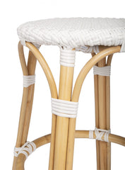 24" White And Natural Rattan Backless Counter Height Bar Chair - Homeroots