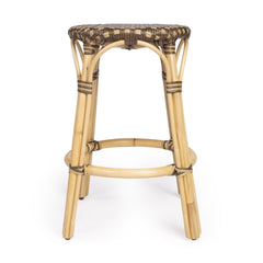 24" Natural and Brown Rattan Backless Counter Height Bar Chair - Homeroots