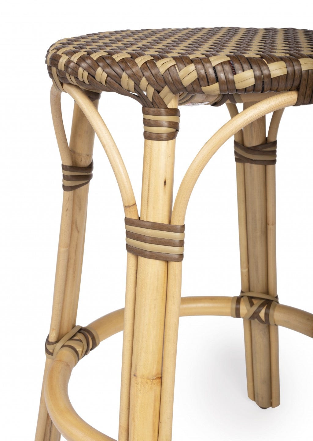 24" Natural and Brown Rattan Backless Counter Height Bar Chair - Homeroots