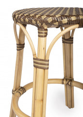 24" Natural and Brown Rattan Backless Counter Height Bar Chair - Homeroots