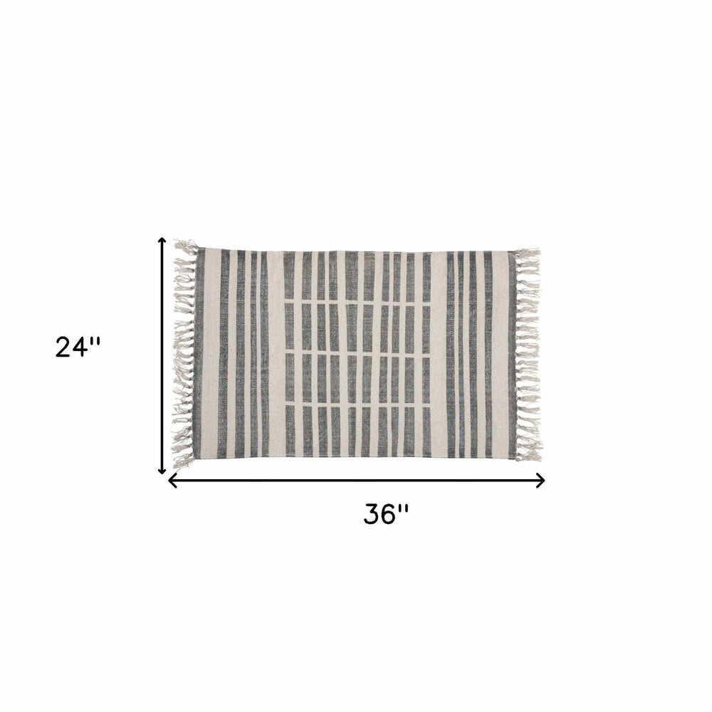 2' X 3' Gray And Cream Broken Stripes Scatter Rug - Homeroots - Flyclothing LLC