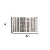 2' X 3' Gray And Cream Broken Stripes Scatter Rug - Homeroots - Flyclothing LLC