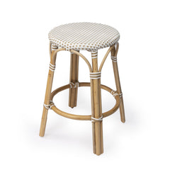 24" Beige White and Natural Rattan Backless Counter Height Bar Chair - Homeroots