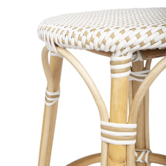 24" Beige White and Natural Rattan Backless Counter Height Bar Chair - Homeroots