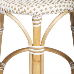 24" Beige White and Natural Rattan Backless Counter Height Bar Chair - Homeroots
