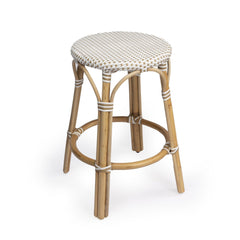 24" Beige White and Natural Rattan Backless Counter Height Bar Chair - Homeroots