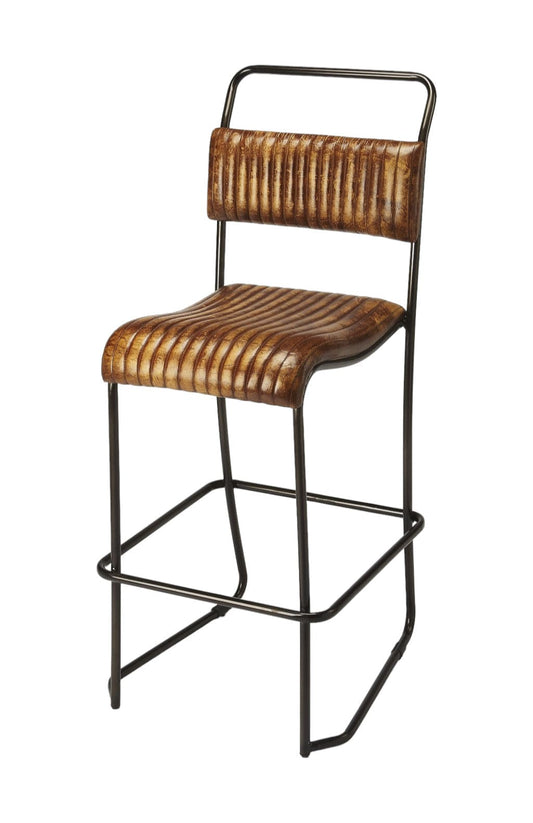 Brown And Black Iron Bar Chair - Homeroots