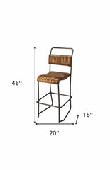 Brown And Black Iron Bar Chair - Homeroots