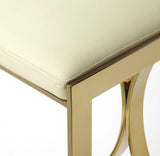 24" Off White And Gold Faux Leather And Iron Backless Counter Height Bar Chair - Homeroots - Flyclothing LLC