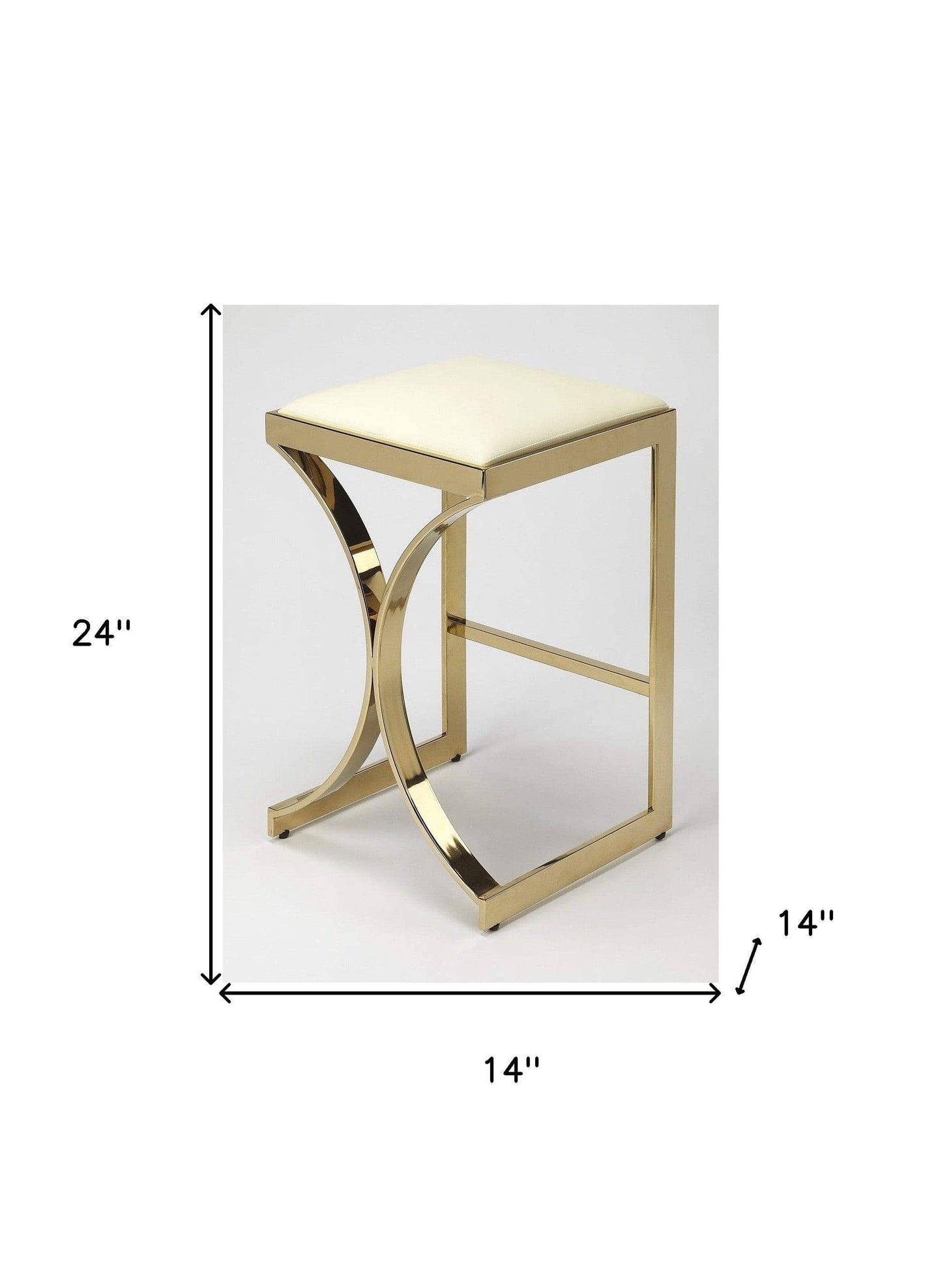24" Off White And Gold Faux Leather And Iron Backless Counter Height Bar Chair - Homeroots - Flyclothing LLC