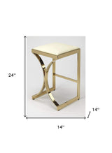 24" Off White And Gold Faux Leather And Iron Backless Counter Height Bar Chair - Homeroots - Flyclothing LLC