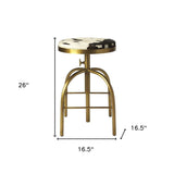 Black Off White And Gold Hair on Hide And Iron Adjustable Height Swivel Bar Chair - Homeroots - Flyclothing LLC
