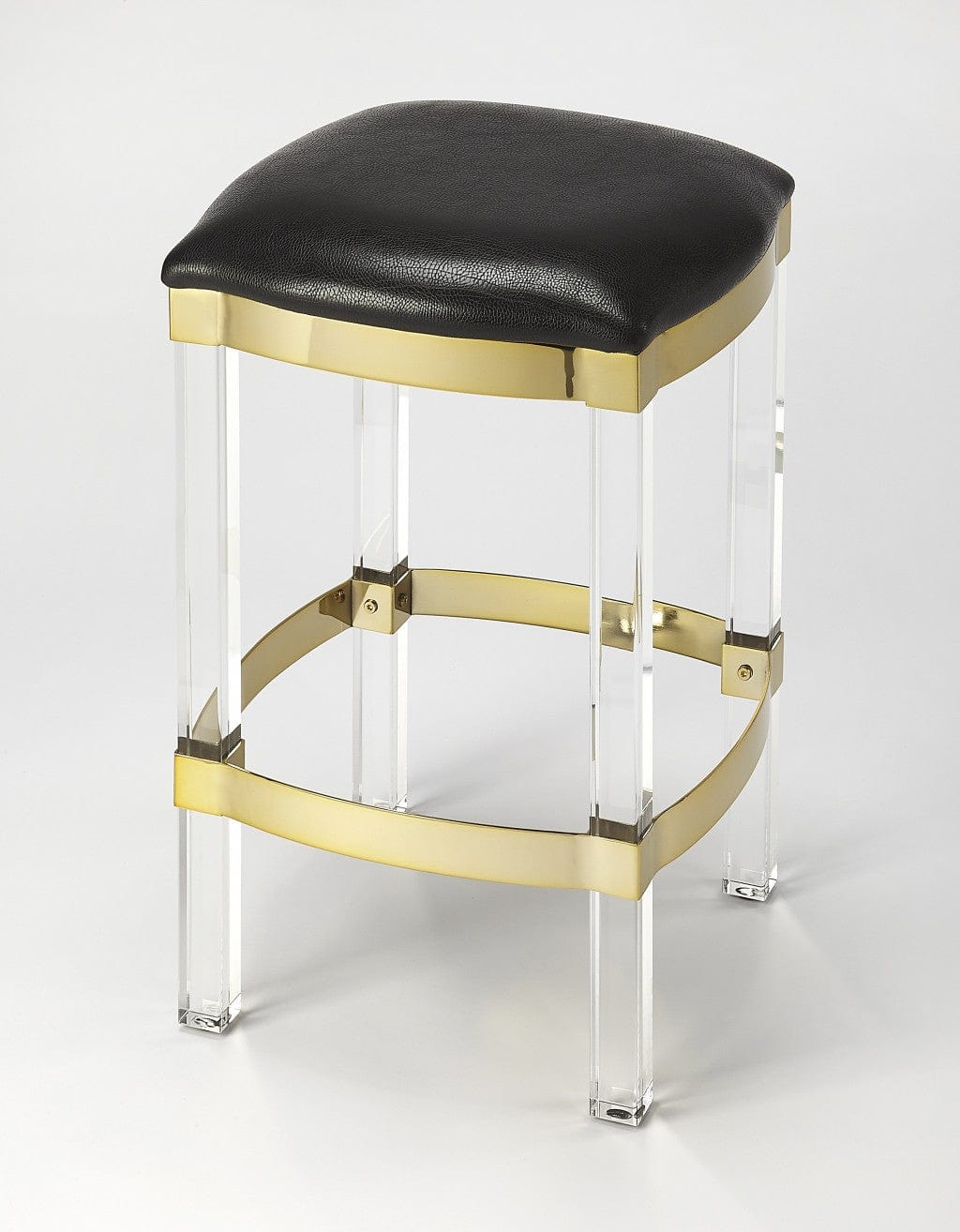 Black And Clear Stainless Steel And Steel Backless Counter Height Bar Chair - Homeroots