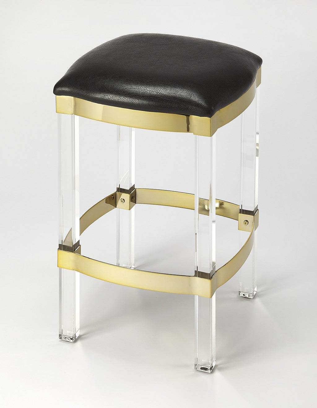 Black And Clear Stainless Steel And Steel Backless Counter Height Bar Chair - Homeroots - Flyclothing LLC