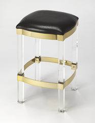 Black And Clear Stainless Steel And Steel Backless Counter Height Bar Chair - Homeroots