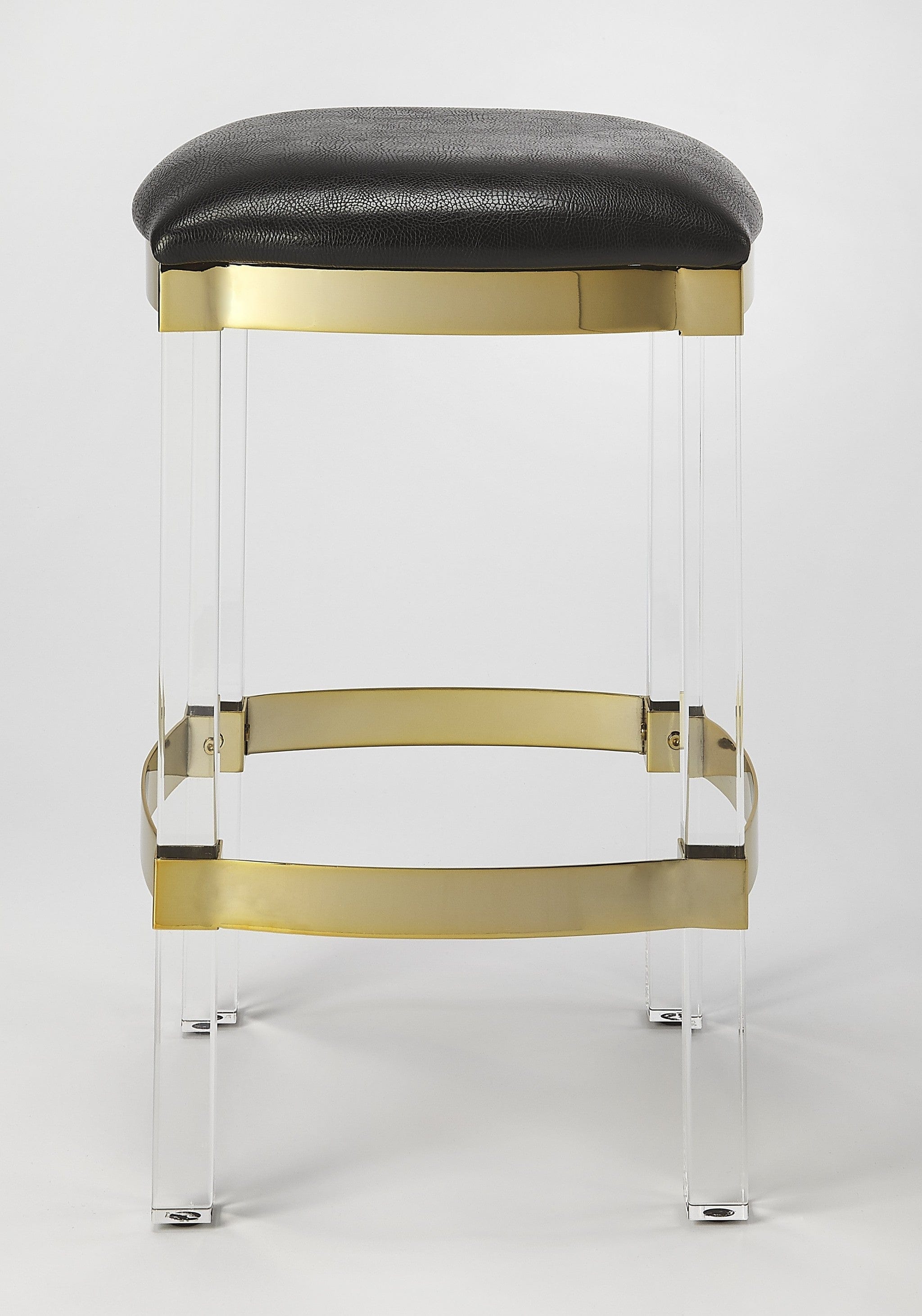 Black And Clear Stainless Steel And Steel Backless Counter Height Bar Chair - Homeroots