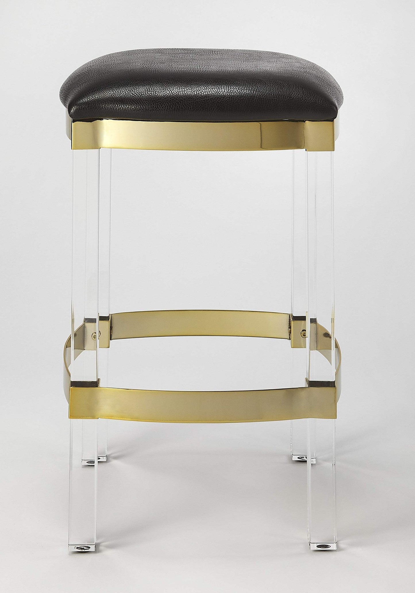 Black And Clear Stainless Steel And Steel Backless Counter Height Bar Chair - Homeroots - Flyclothing LLC