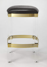 Black And Clear Stainless Steel And Steel Backless Counter Height Bar Chair - Homeroots - Flyclothing LLC