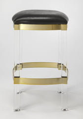 Black And Clear Stainless Steel And Steel Backless Counter Height Bar Chair - Homeroots
