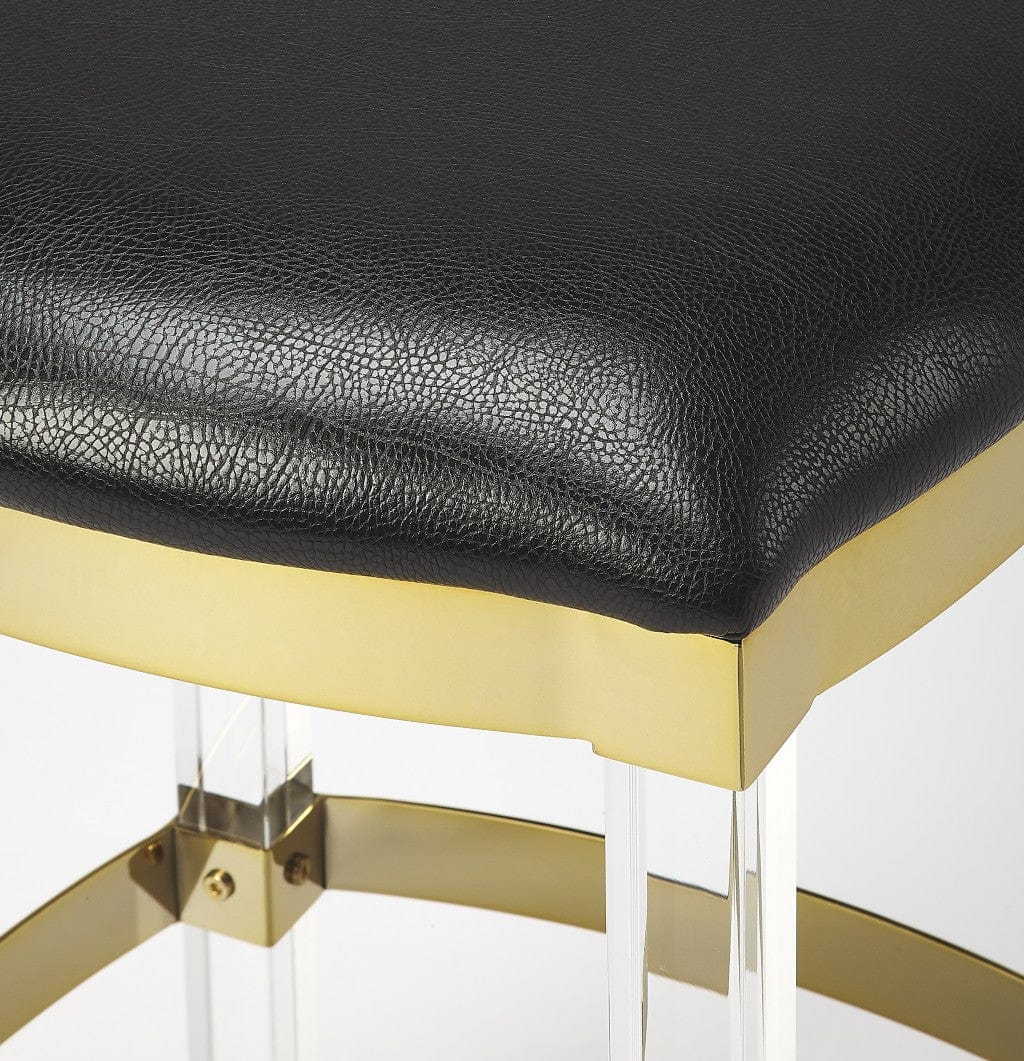 Black And Clear Stainless Steel And Steel Backless Counter Height Bar Chair - Homeroots