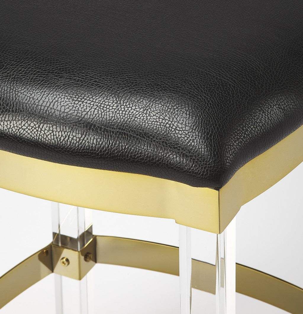 Black And Clear Stainless Steel And Steel Backless Counter Height Bar Chair - Homeroots - Flyclothing LLC