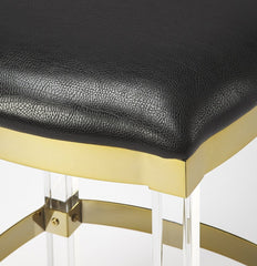 Black And Clear Stainless Steel And Steel Backless Counter Height Bar Chair - Homeroots