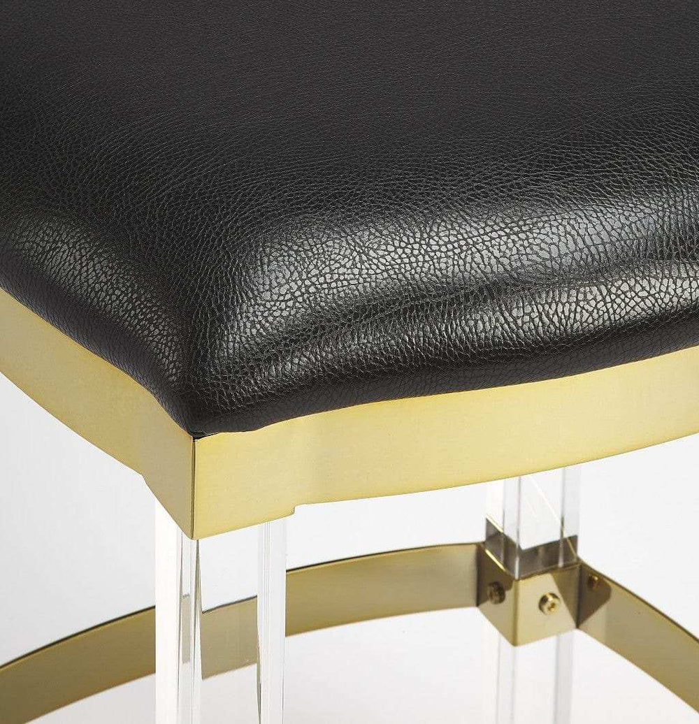 Black And Clear Stainless Steel And Steel Backless Counter Height Bar Chair - Homeroots - Flyclothing LLC