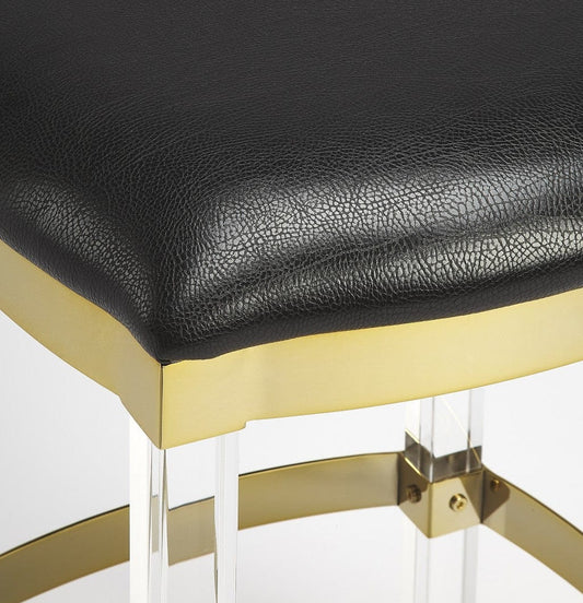 Black And Clear Stainless Steel And Steel Backless Counter Height Bar Chair - Homeroots