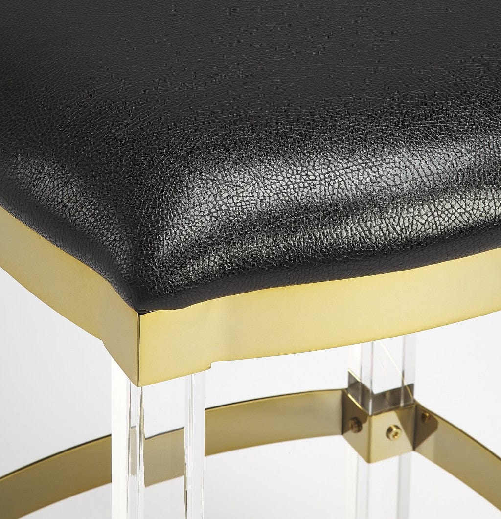 Black And Clear Stainless Steel And Steel Backless Counter Height Bar Chair - Homeroots