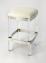 24" White And Clear Acrylic Backless Counter Height Bar Chair - Homeroots - Flyclothing LLC