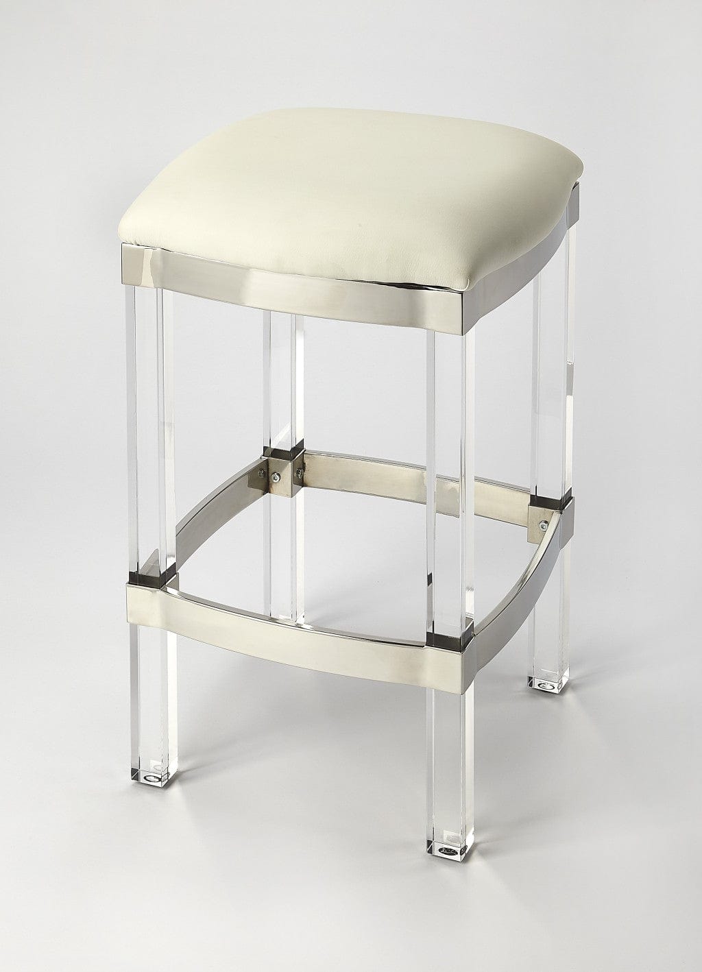 24" White And Clear Acrylic Backless Counter Height Bar Chair - Homeroots - Flyclothing LLC