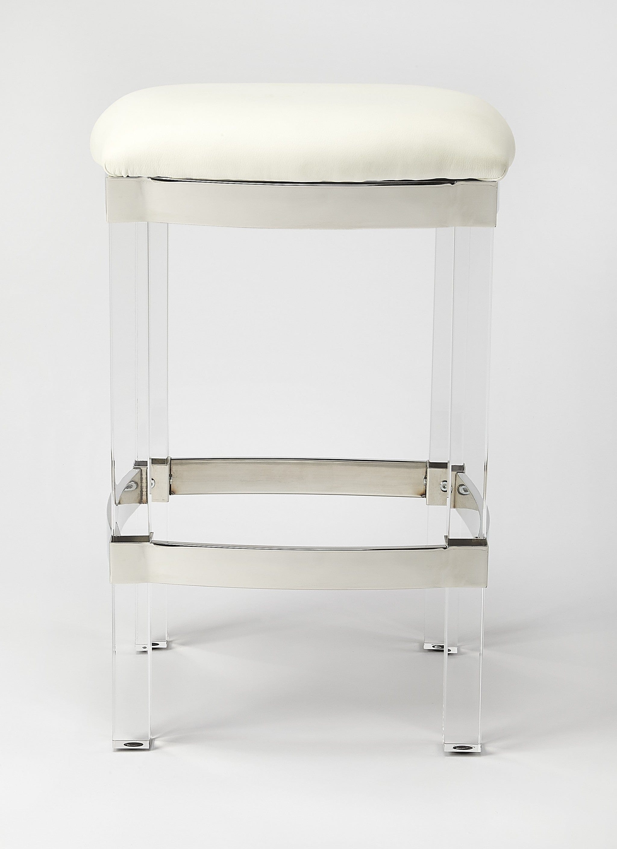 24" White And Clear Acrylic Backless Counter Height Bar Chair - Homeroots - Flyclothing LLC