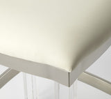 24" White And Clear Acrylic Backless Counter Height Bar Chair - Homeroots - Flyclothing LLC