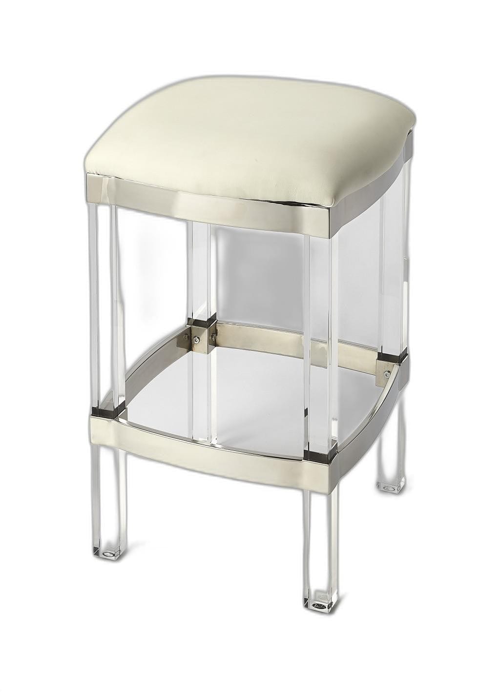 24" White And Clear Acrylic Backless Counter Height Bar Chair - Homeroots - Flyclothing LLC