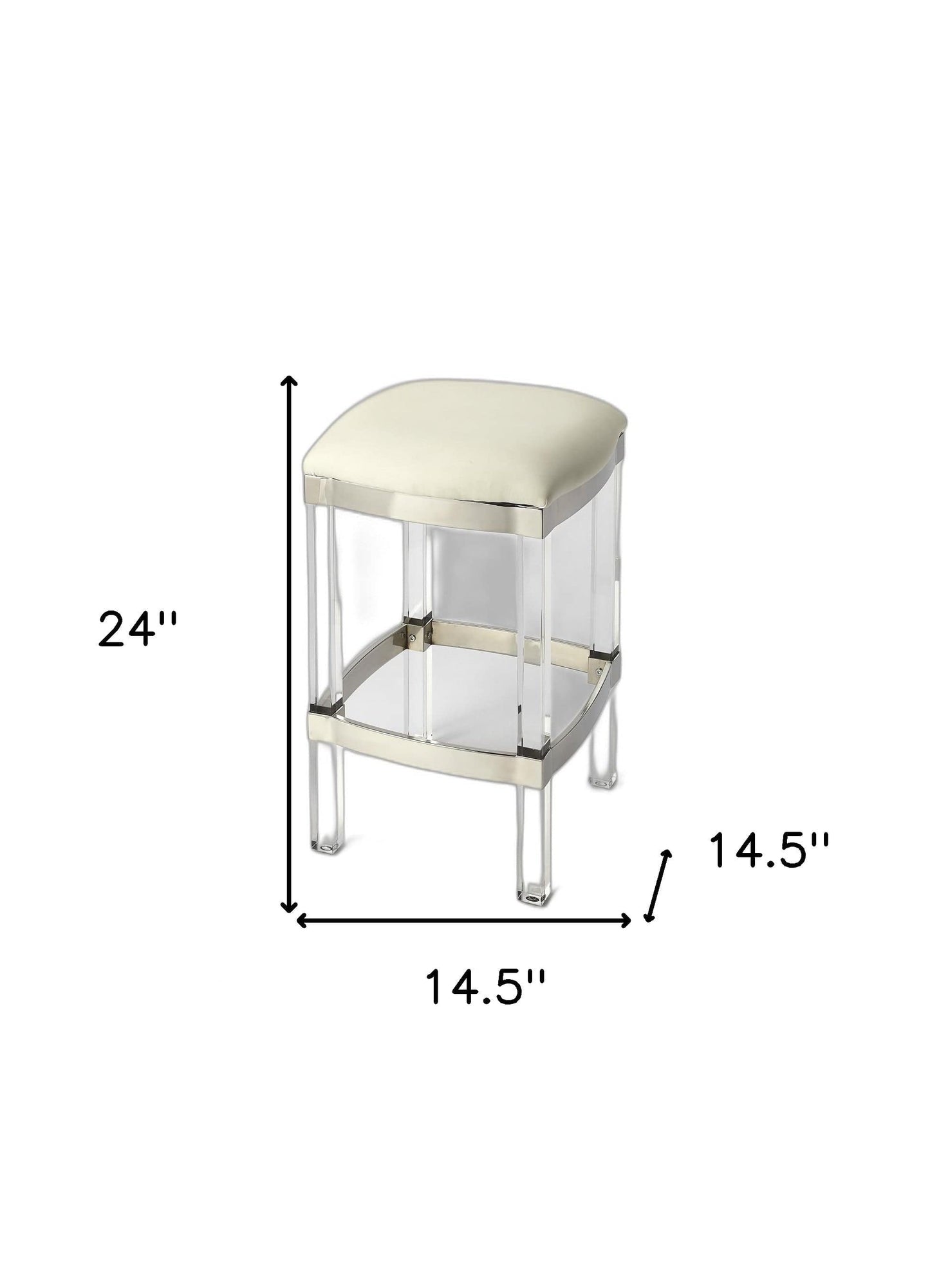 24" White And Clear Acrylic Backless Counter Height Bar Chair - Homeroots - Flyclothing LLC