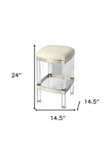 24" White And Clear Acrylic Backless Counter Height Bar Chair - Homeroots - Flyclothing LLC