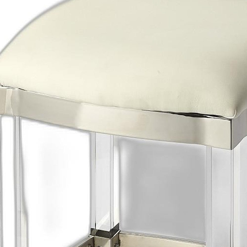 24" White And Clear Acrylic Backless Counter Height Bar Chair - Homeroots - Flyclothing LLC