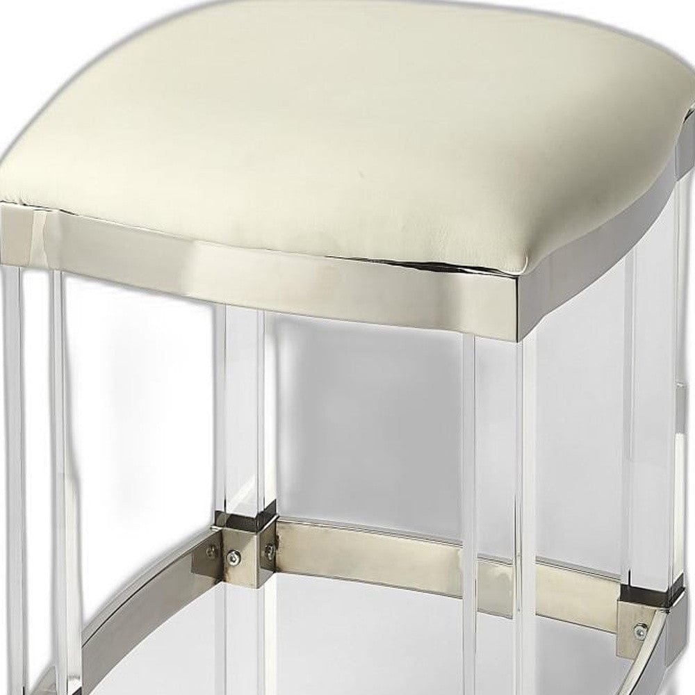 24" White And Clear Acrylic Backless Counter Height Bar Chair - Homeroots - Flyclothing LLC