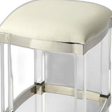 24" White And Clear Acrylic Backless Counter Height Bar Chair - Homeroots - Flyclothing LLC